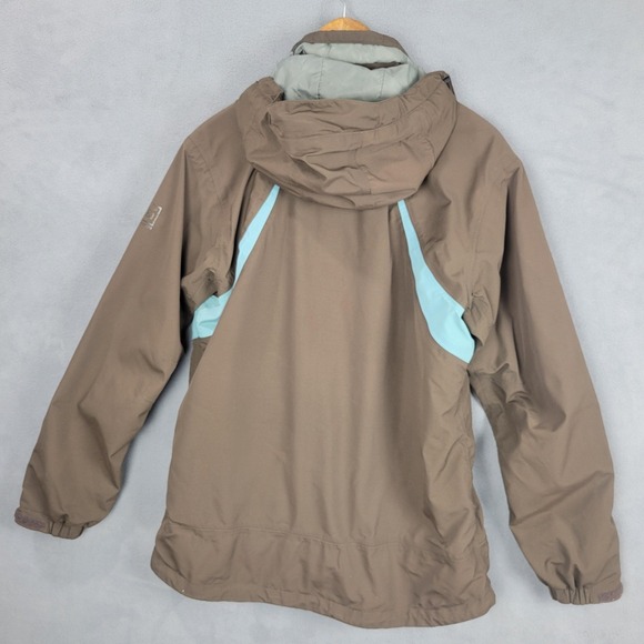 REI Jacket Womens Large Brown Blue Elements Hooded Fleece Lined Full Zip Outdoor - Picture 5 of 8
